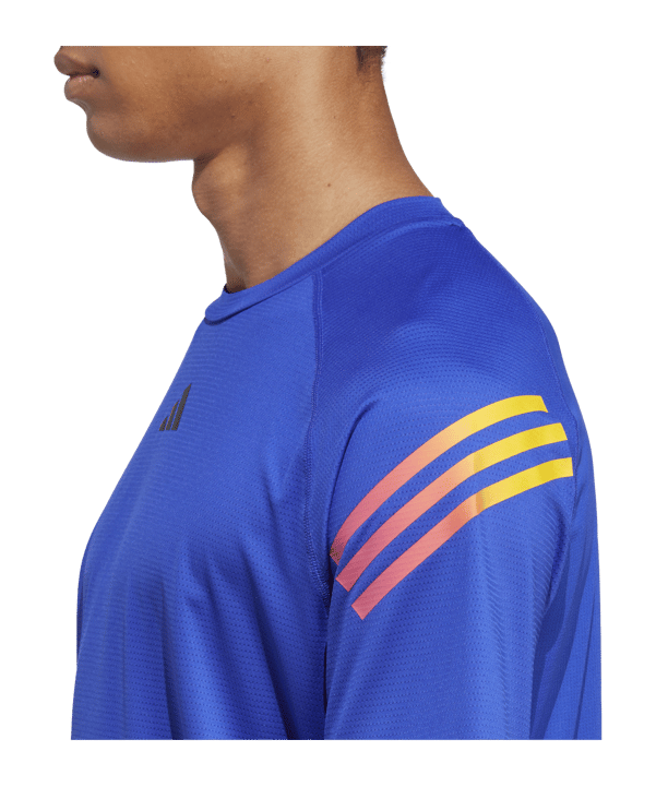 adidas 3-Stripes T-Shirt Blau Pink Gelb - blau