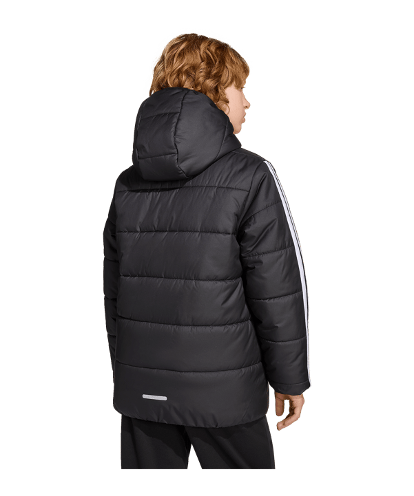 adidas Essentials 3 Stripes Padded Winterjacke Kids Schwarz - schwarz