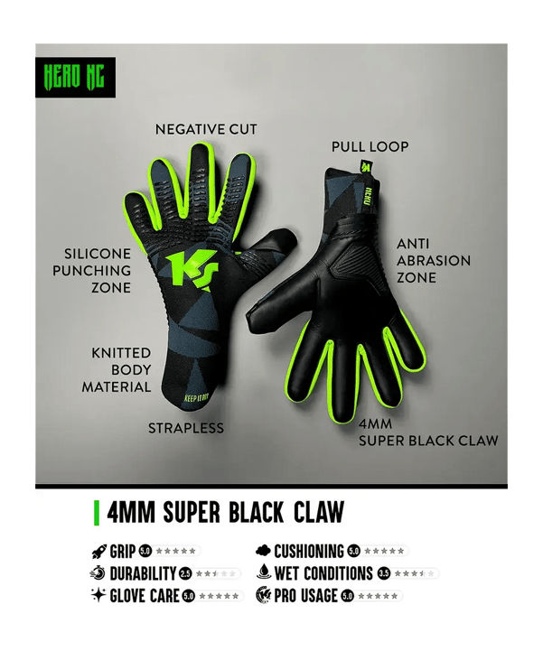 KEEPERsport Varan8 Hero NC Demon Torwarthandschuhe Schwarz - schwarz