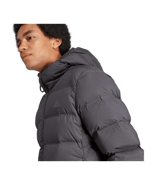 adidas Helionic Stretch Hooded Down Jacket Black - schwarz