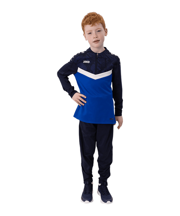 JAKO Iconic HalfZip Sweatshirt Kids Blau F403 - blau