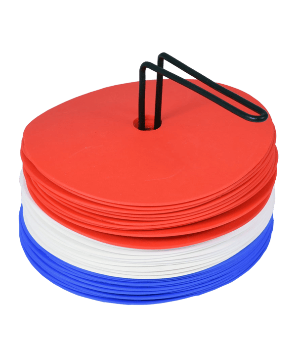 Cawila Gummi Markierungsscheiben 30er Set | rutschfeste Floormarker | 15cm | rot/blau/weiß - blau
