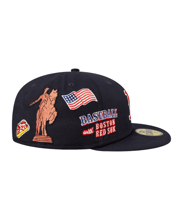 Casquette New Era Boston Red Sox - Taille 7 1/2, Bleu Rouge, Homme, Occasion