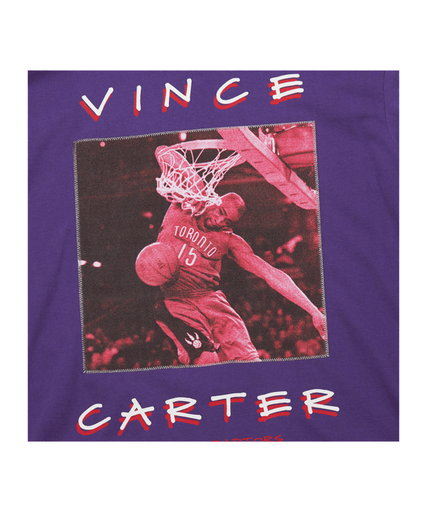 NBA TORONTO RAPTORS VINCE CARTER HEAVYWEIGHT PREMIUM PLAYER VINTAGE LOGO T-SHIRT - lila