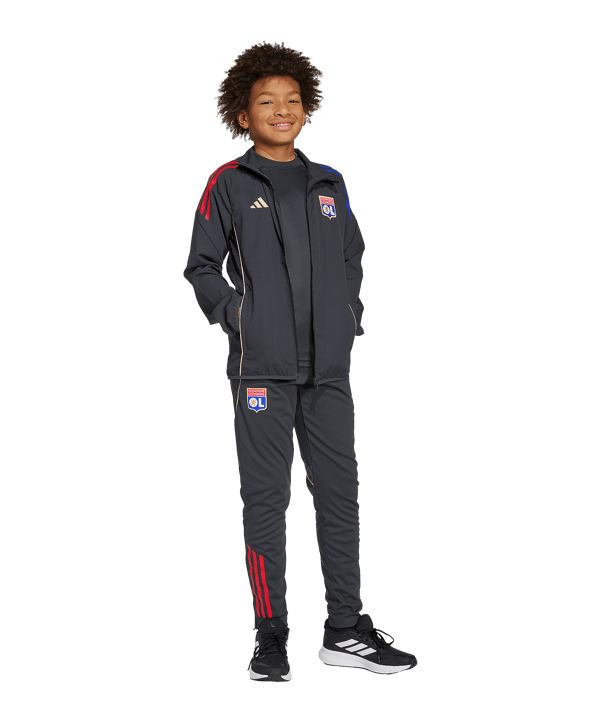 adidas Olympique Lyon Präsentationsjacke Kids Grau - grau