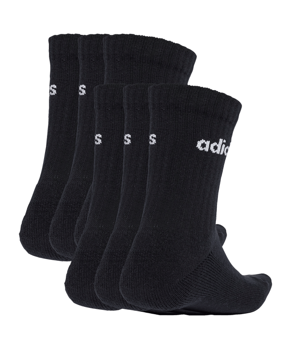 adidas Linear Crew Cushioned 6 Pair Socken Schwarz - schwarz