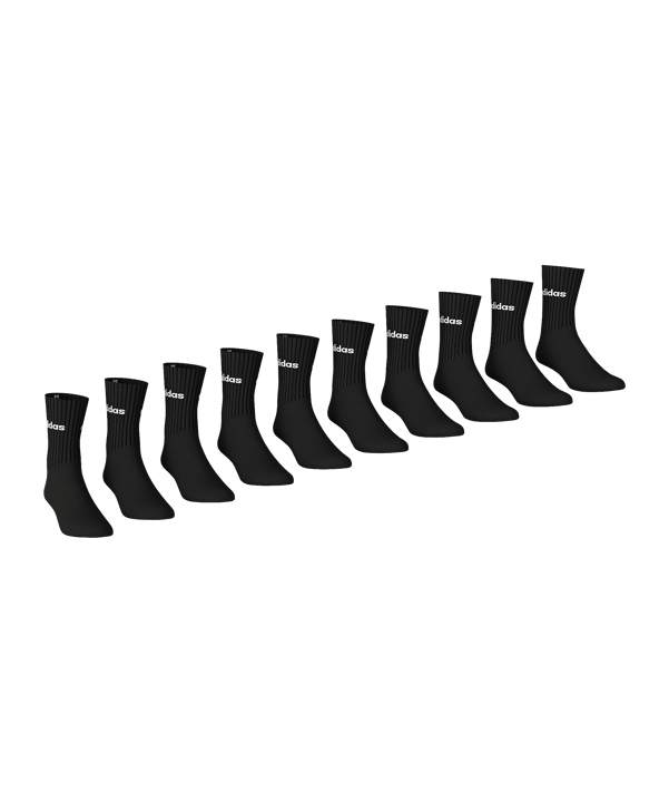 adidas Crew 10er Pack Socken Schwarz - schwarz