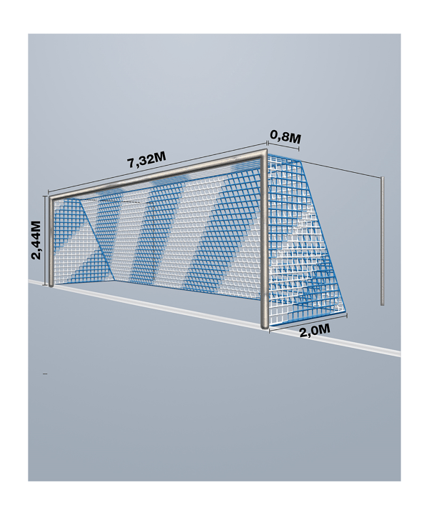 Cawila Tornetz 7,50x2,50m | Tiefe 0,8x2,0m | Maschenweite 12cm | Stärke 4mm | blau/weiß - blau