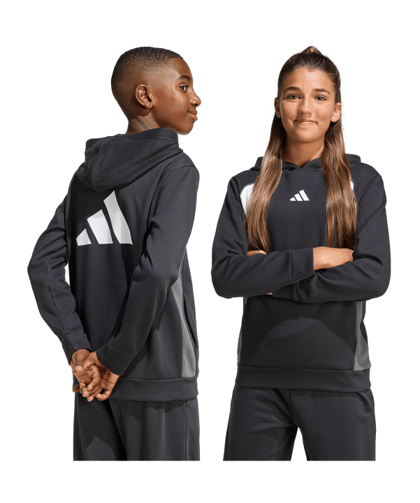 adidas Color Block Hoody Kids Schwarz - schwarz