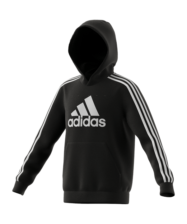 adidas 3 Stripes Kapuzenjacke Kids Schwarz Weiss - schwarz