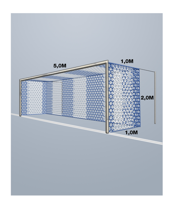 Cawila Tornetz HEXA 5,15x2,05m | Tiefe 1,0x1,0m | Maschenweite 12cm | Stärke 4mm | blau/weiß - blau