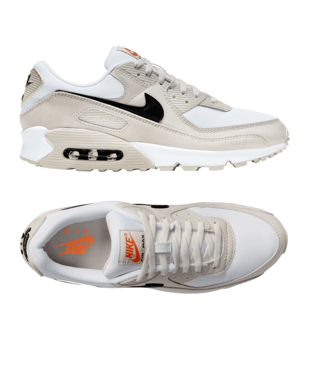 Nike Air Max 90 Weiss Schwarz Orange F100 - weiss