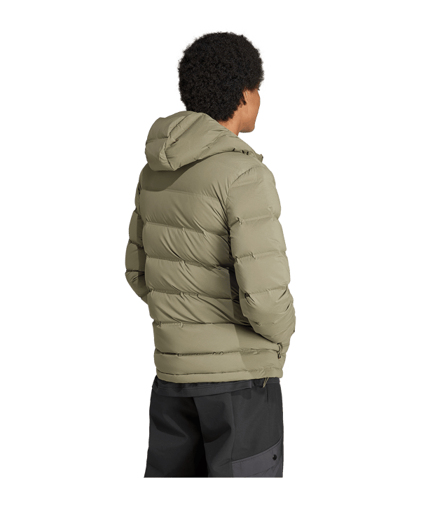 adidas Helionic Stretch Hooded Down Jacket Green - gruen