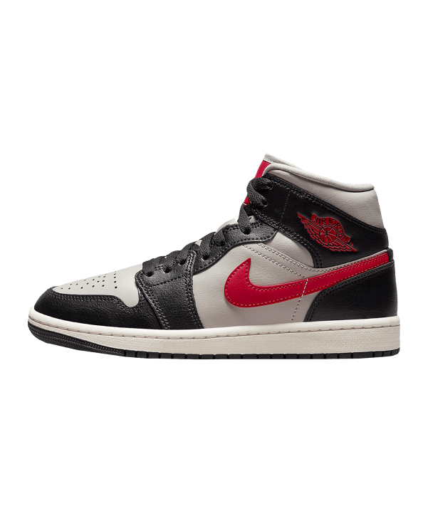 Jordan Air 1 Mid Damen Schwarz Rot Grau F060 - schwarz