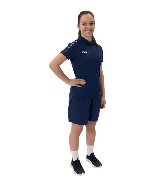 JAKO Classico Poloshirt Damen Blau Gelb F42 - blau