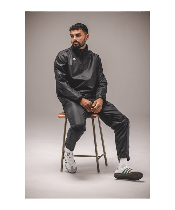 Erima Team Halfzip Regensweatshirt Schwarz - schwarz