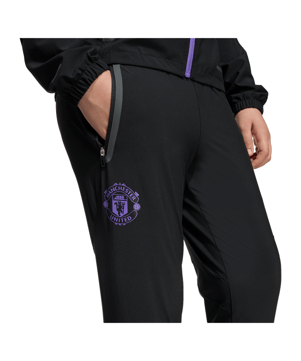 adidas Manchester United Vis Tech Travel Jogginghose Kids Schwarz - schwarz