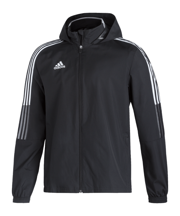 adidas Tiro 21 Allwetter Kapuzenjacke Schwarz - schwarz