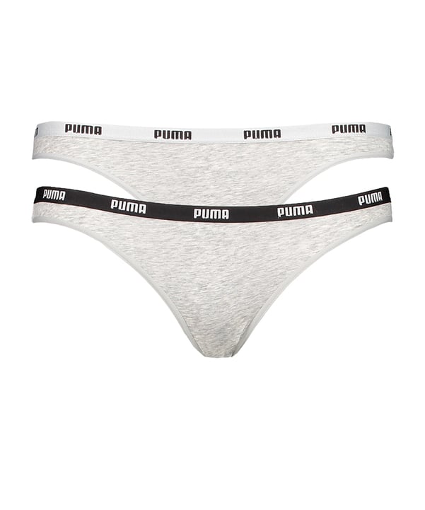 PUMA Iconic Bikini Slip 2er Pack Damen Grau F328 - grau