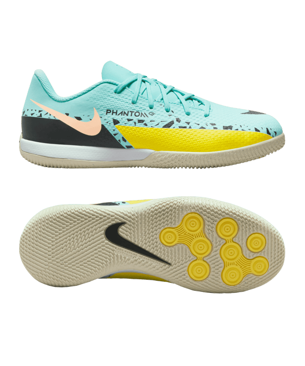 Nike Jr Phantom GT2 Academy IC Halle Kids Lucent Türkis Gelb F407 - tuerkis