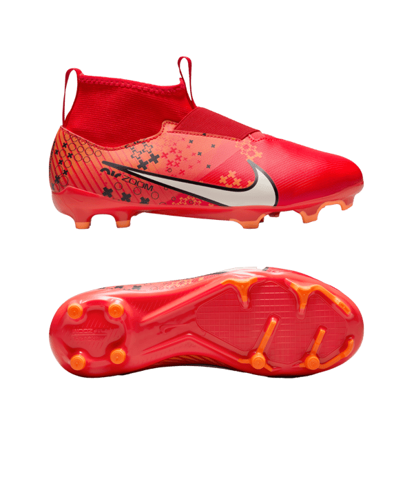 Nike Jr Air Zoom Mercurial Superfly IX Academy FG Dream Speed 7 Kids Rot Weiss Orange F600 - rot