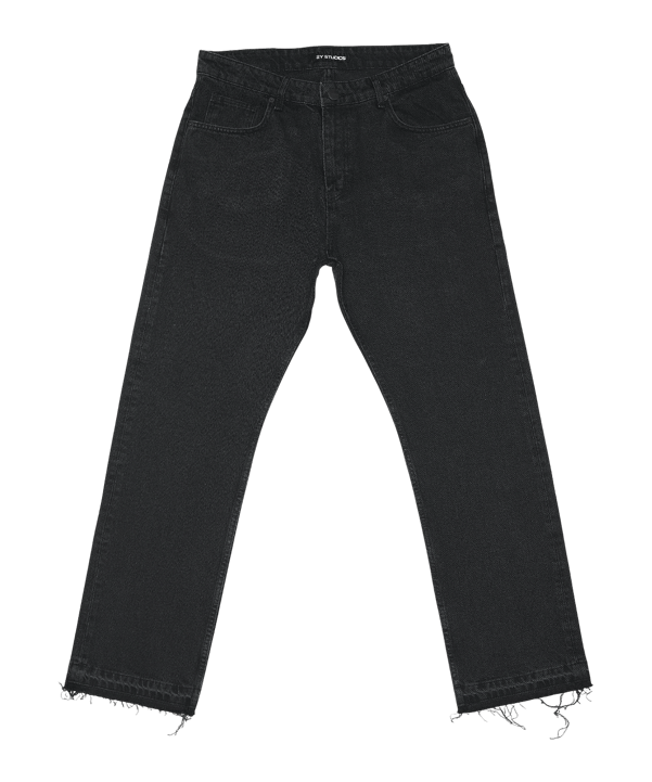 2Y-Studios Arun Open Hem Straight Jeans Hose Schwarz - schwarz
