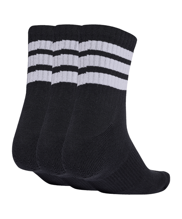 adidas 3 Stripes Mid 3er Pack Socken Schwarz - schwarz