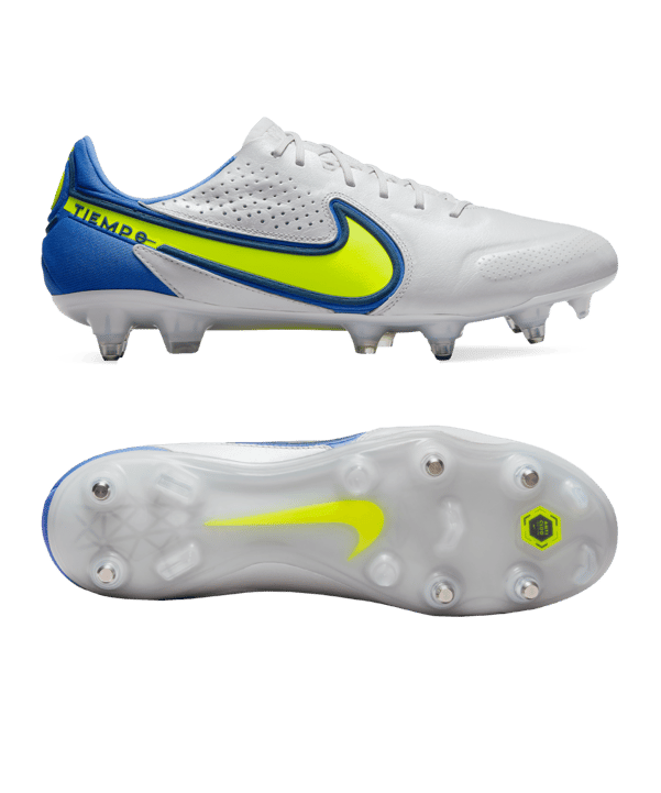 Nike Tiempo Legend IX Recharge Elite SG-Pro AC Grau Gelb Blau F075 - grau