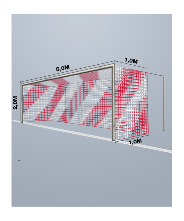 Cawila Tornetz 5,15x2,05m | Tiefe 1,0x1,0m | Maschenweite 12cm | Stärke 4mm | rot/weiß - rot