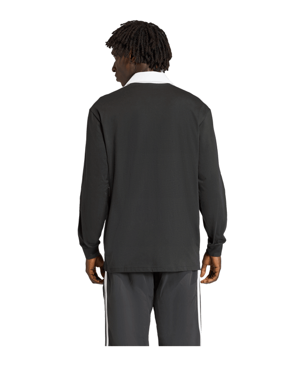 adidas 3 Stripes Longsleeve Polo Schwarz - schwarz