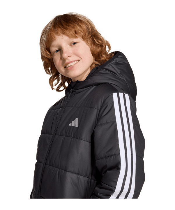 adidas Essentials 3 Stripes Padded Winterjacke Kids Schwarz - schwarz