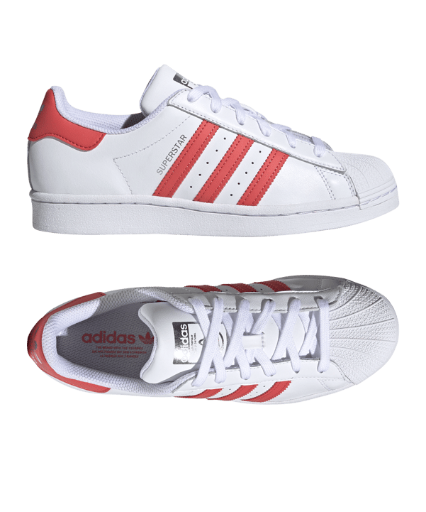 adidas Originals Superstar Damen Weiss Rot - weiss