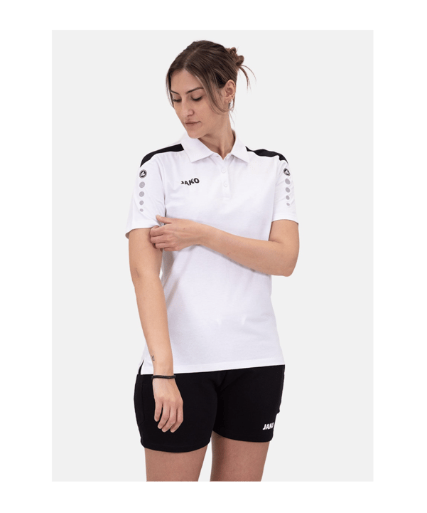 JAKO Power Poloshirt Damen Weiss Schwarz F000 - weiss