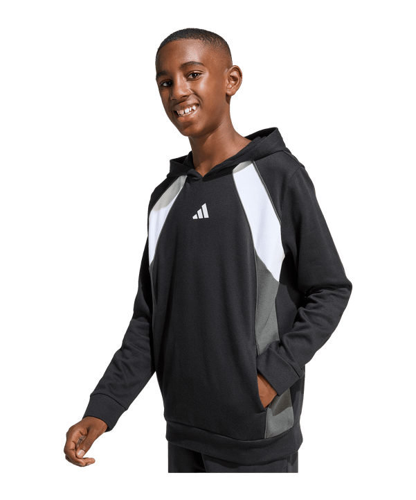 adidas Color Block Hoody Kids Schwarz - schwarz