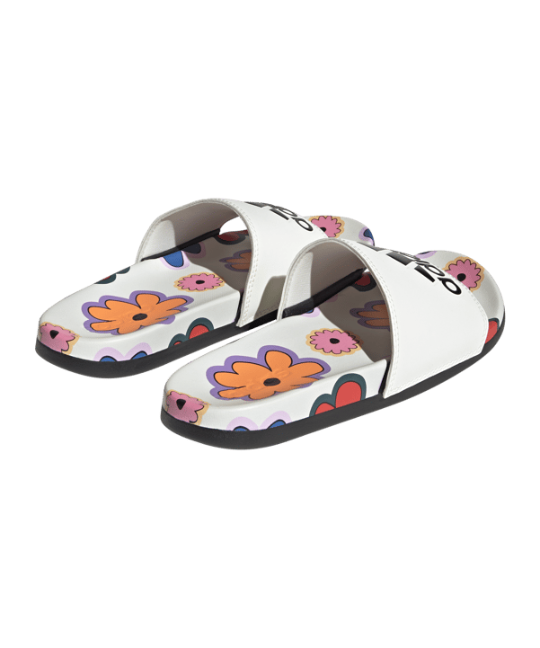 adidas Comfort Slides Adilette Damen Weiss Schwarz - weiss