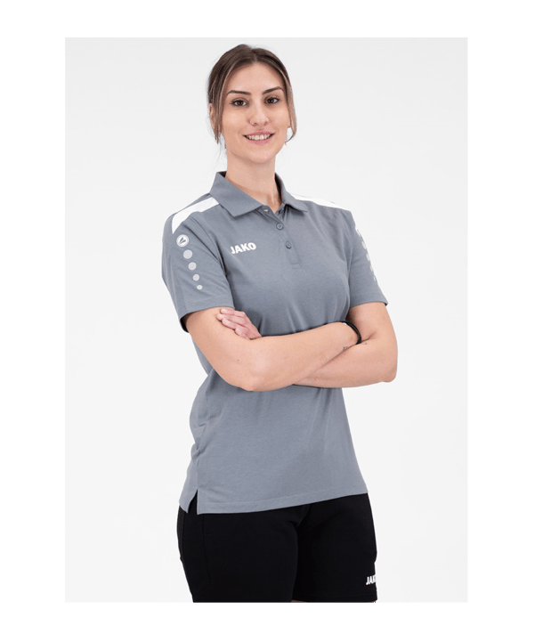 JAKO Power Poloshirt Damen Grau Weiss F840 - grau