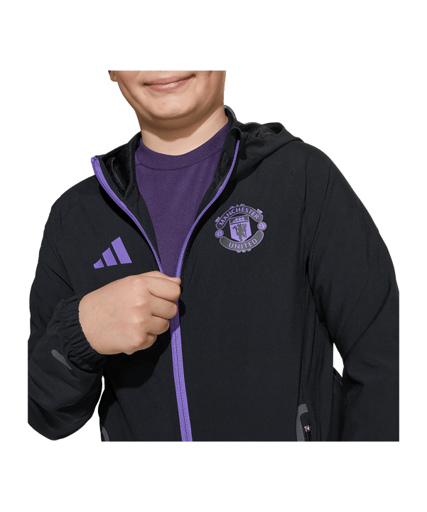 adidas Manchester United Vis Tech Travel Jacke Kids Schwarz - schwarz