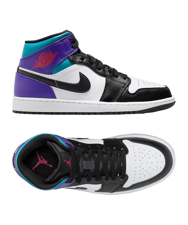 Jordan Air 1 Mid Weiss Schwarz Lila F154 - weiss