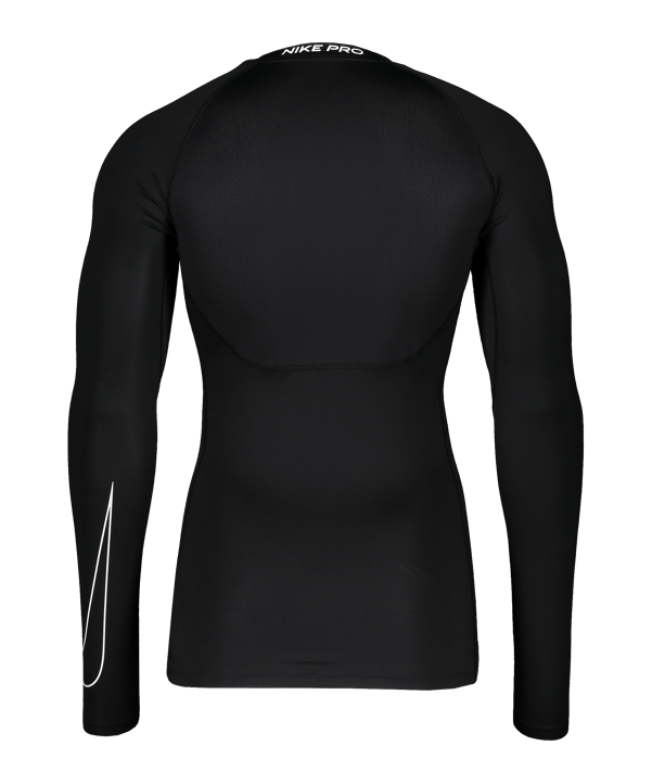 Nike Pro Longsleeve Schwarz Weiss F010 - schwarz