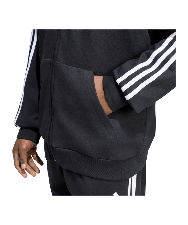 adidas Essentials 3-Stripes French Terry Kapuzenjacke Schwarz