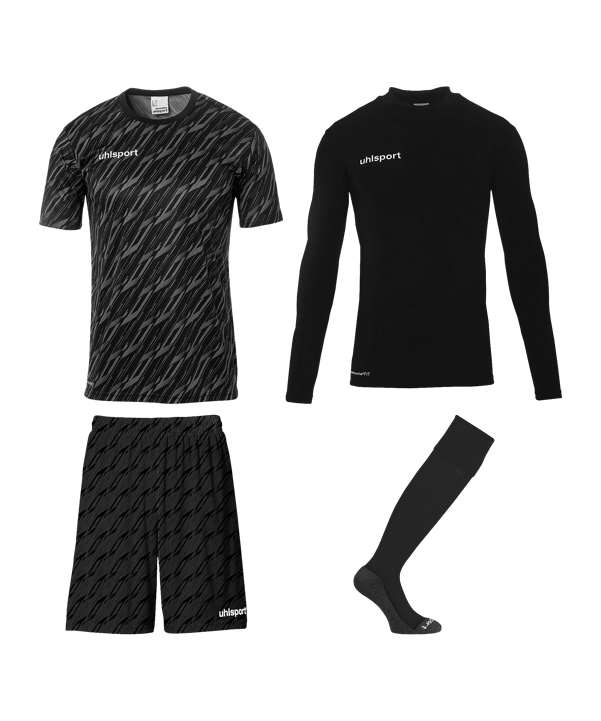 uhlsport Progressive Torwart Set Torwartset Schwarz F01 - schwarz
