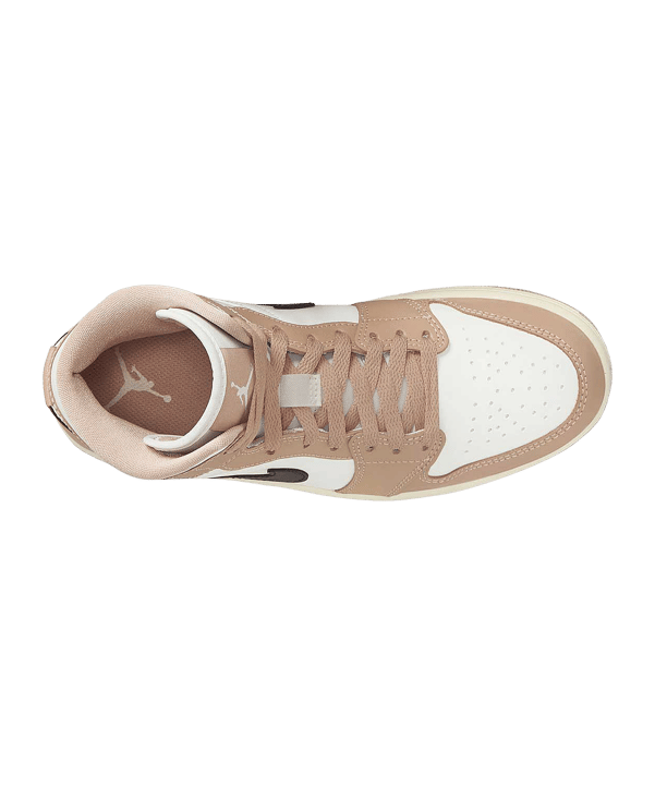 Jordan Air 1 Mid Damen Weiss Beige Schwarz F103 - weiss