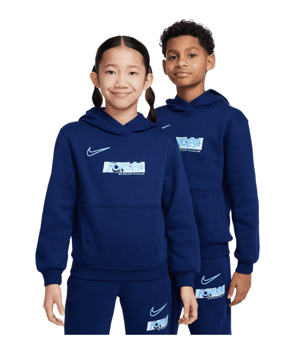 Nike Club Fleece Erling Haaland Hoody Kids Blau F492 - blau
