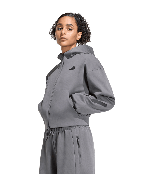 adidas Cropped Veste à capuche Femmes Gris - gris