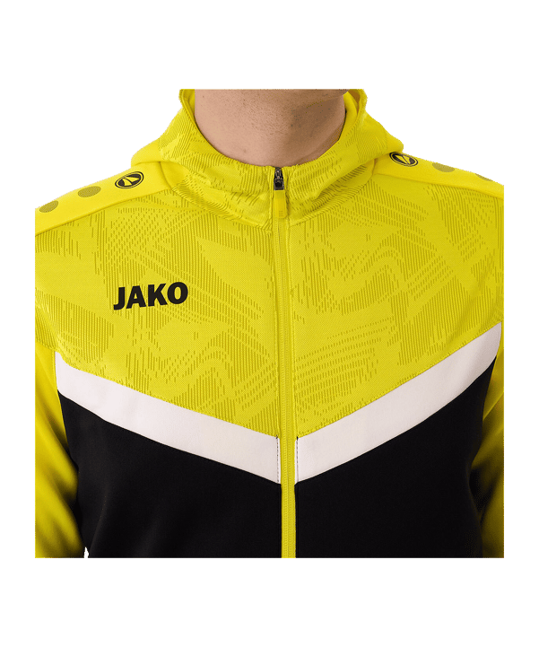 JAKO Iconic Kapuzenjacke Schwarz Gelb F808 - schwarz