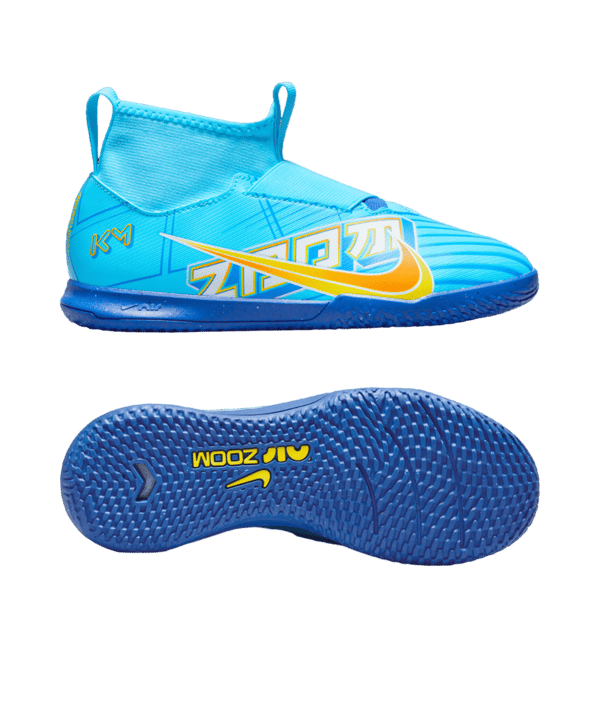Nike Jr Air Zoom Mercurial Superfly IX Academy IC Halle Mbappe Signature Kids Blau F400 - blau