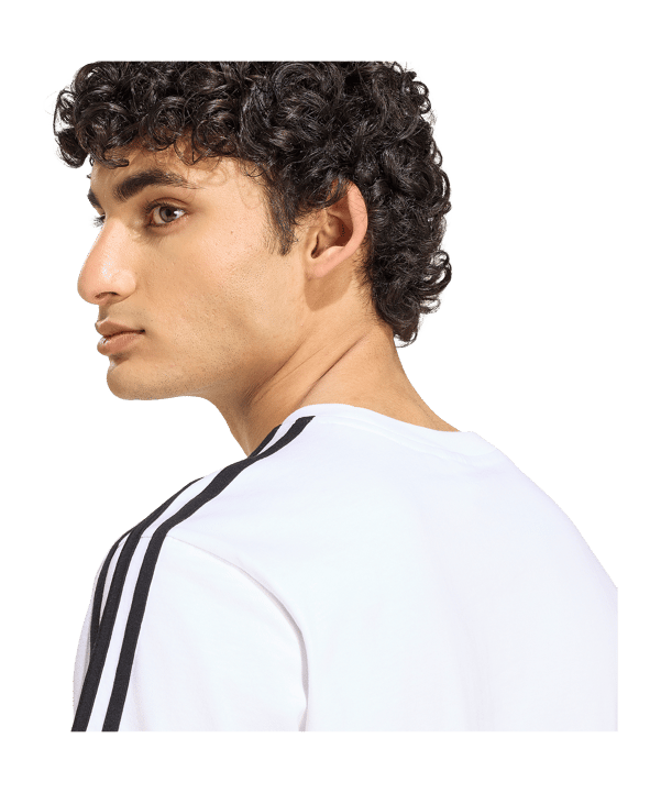 adidas Essentials 3-Stripes Single Jersey Left Chest Branded T-Shirt Weiß - weiss
