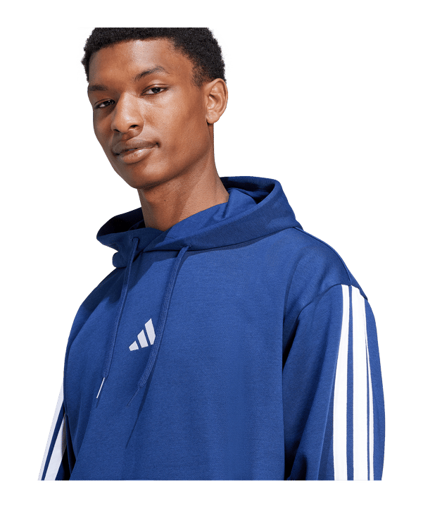 adidas Essentials Three Stripes Fleece Hoody Blu - blu