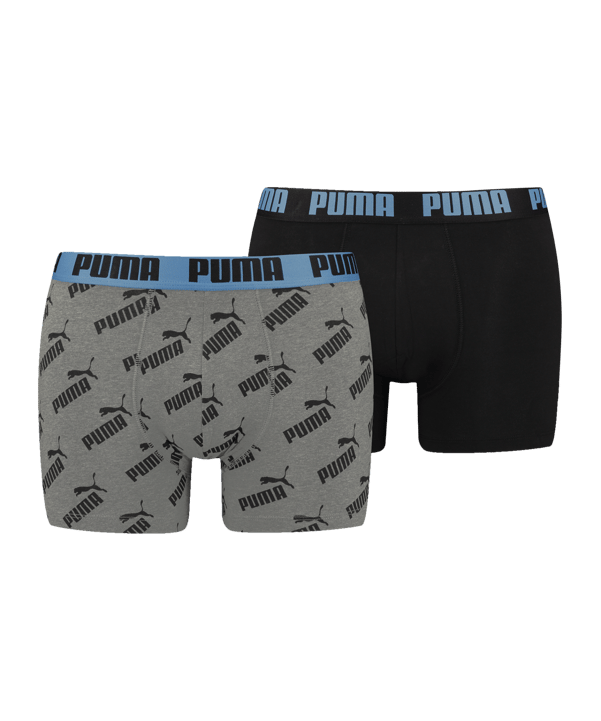 PUMA AOP Boxer 2er Pack Grau Blau F013 - grau