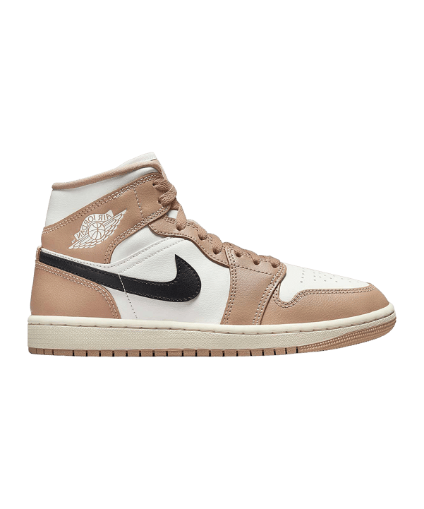 Jordan Air 1 Mid Damen Weiss Beige Schwarz F103 - weiss